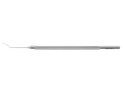 Tennant nucleus rotator, 4 5/8'',angled shaft, 10.0mm from bend to tip, 0.37mm diameter ball shaped tip, round handle