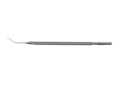Anis ball tip nucleus manipulator, 4 1/2'',angled shaft, 10.0mm from bend to tip, 0.5mm diameter ball tip, round handle
