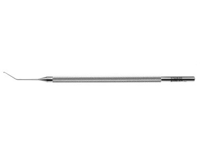 Kuglen iris hook & lens manipulator, 4 1/2'',angled shaft, 10.0mm from bend to tip, push-pull model, round handle