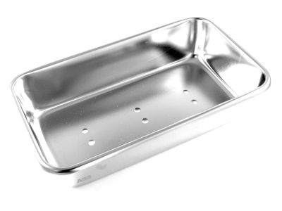 Mayo tray, 12 1/4''L x 7 3/4''W x 2 1/2''H, high sides, perforated bottom