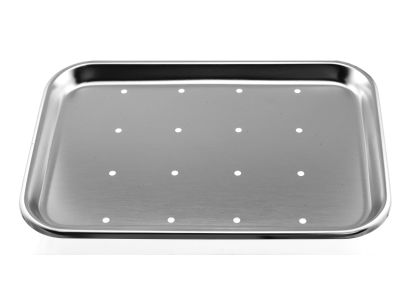 Mayo tray, 13 1/2''L x 9 3/4''W x 3/4''H, low sides, perforated bottom