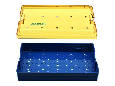 Microsurgical plastic instrument sterilization tray, 6'' W x 10'' L x 2'' H, deep base and dome lid