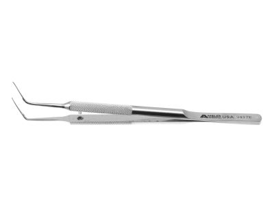 DSAEK Goosey-type grasping forceps, 4 5/8'',angled shafts, 12.0mm from bend to tip length, round handle with guide pin