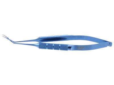Ambler capsulorhexis forceps, 4 7/8'',vaulted shafts, 15.0mm from bend to tip, cystotome utrata tips, cross-action round handle, titanium