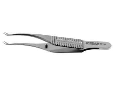 Polack colibri corneal forceps, 2 3/4'',two sets of 0.12mm 1x2 teeth, 2.75mm long tips separated 1mm, flat handle