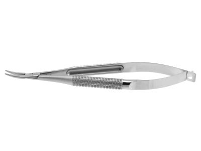Barraquer needle holder, 3 3/4'',very delicate, curved jaws, round handle, without lock
