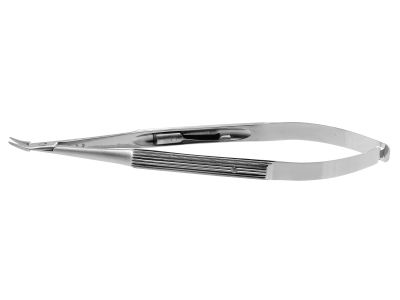 Ambler micro needle holder, 4 3/4'',extra delicate, curved 6.0mm jaws, round handle, with lock