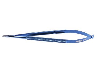 Ambler micro needle holder, 5'', extra delicate, curved 6.0mm jaws, round handle, with lock, titanium