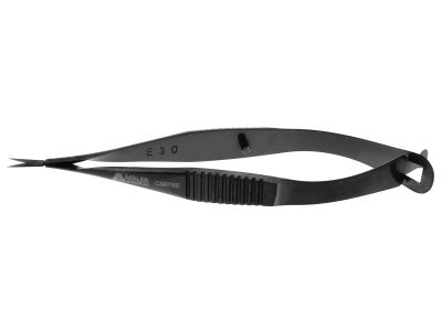 Vannas capsulotomy scissors, 3 3/8'',straight 6.0mm Ceramic-Coat blades, sharp tips, flat handle