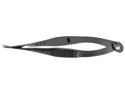 Vannas capsulotomy scissors, 3 3/8'',curved 6.0mm Ceramic-Coat blades, sharp tips, flat handle