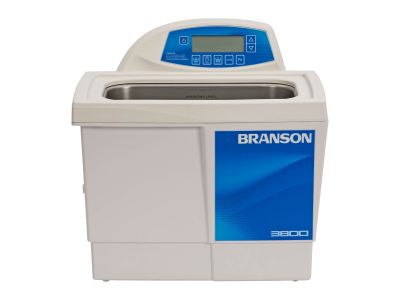 Bransonic® CPX3800H tabletop ultrasonic cleaner, digital timer, 1 1/2 gallon capacity, 16'' L x 12'' W x 14 1/2'' D overall size, 11 1/2'' L x 6'' W x 6'' D tank size, includes cover, ability to set temperatures from 20ºC/68ºF to 69ºC/156.2ºF, 120 Vo