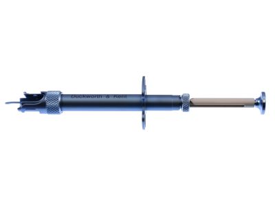 D&K III cartridge Injector, 6 1/2'',front loading cartridge, with pre-load position, for use with Alcon® Type B, C & D cartridges, plunger mechanism, titanium