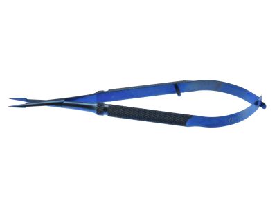 Combination needle holder/scissors, straight jaws, round handle, titanium