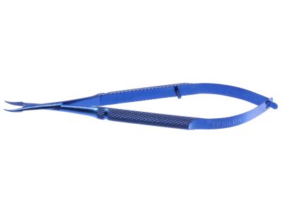 Combination needle holder/scissors, curved jaws, round handle, titanium