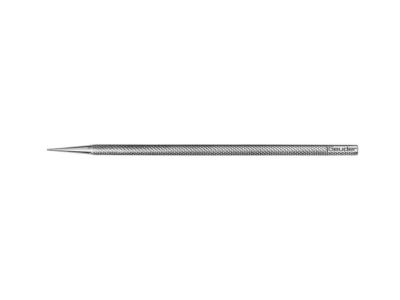 Giessen lacrimal probe, 3'', angled 11.0mm tapered shaft, 0.4mm wide tip, round handle