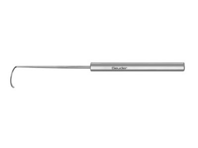 Kellnar retrograde canalicular probe, 3 3/4'', curved left, 0.5mm suture hole, hexagonal handle