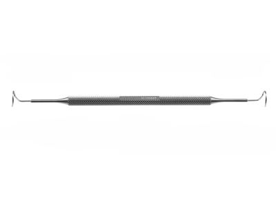 Pigtail probe, 5 1/2'', double-ended, curved, 1.0mm suture hooks, round handle