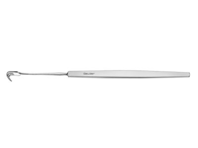 Axenfeld lacrimal sac retractor, 5 1/2'', rigid shaft, 3 sharp prongs, 7.0mm wide, flat handle