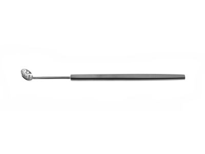 Keratoplasty spatula, round, perforated blade, flat handle