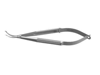 Needle holder/suture scissors, 5'', curved, 12.0mm blades, 3.0mm tying platform jaws, round handle, with lock
