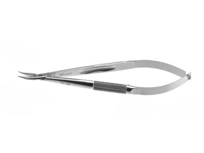 Barraquer needle holder, 4 3/4'', very delicate, curved 10.0mm jaws, round handle, without lock