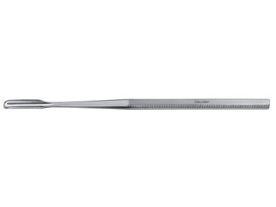 West lacrimal sac gouge, 6 3/8'', straight, concave, 5.0mm wide blade, square handle