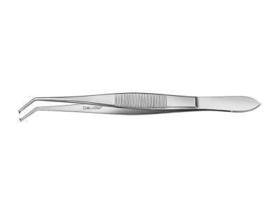 Remky superior rectus forceps, 4 1/4'', angled shafts, 1x2 teeth, flat handle