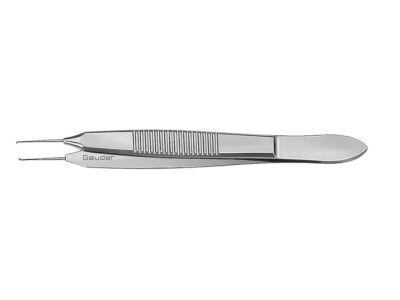 Bonn iris forceps, 4'', extra delicate, straight shafts, 0.12mm 1x2 teeth, flat handle