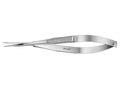 Noyes iris scissors, 4 3/4'', straight 18.0mm blades, sharp tips, flat handle
