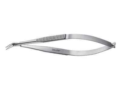 Corneal section scissors, 4'', angled up 8.0mm blades, blunt tips, flat handle