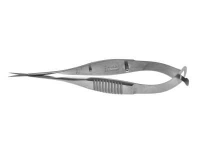 Trabeculum scissors, 3 1/8'', straight 8.5mm blades, sharp tips, flat handle