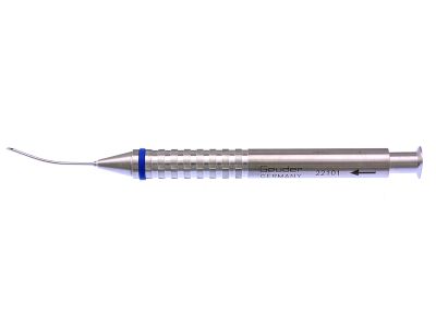 D.D. Koch irrigation handpiece, 22 gauge (0.7mm), curved shaft, spatulated end opening, round handle