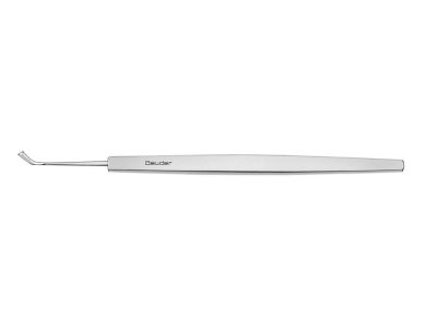 Lohmann LASEK EPI peeler ''Hockey'' knife, 4 7/8'', angled, 5.0mm bottom blade, 2.0mm front blade, flat handle