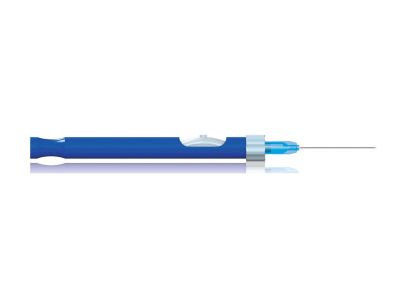 Backflush handpiece set includes: 20 gauge x 1 1/4'' silicone brush cannula, passive aspiration handpiece, finger control, round handle, packaged individually sterile, disposable, box of 5