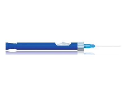 Backflush handpiece set includes: 23 gauge x 1 1/4'' silicone brush cannula, passive aspiration handpiece, finger control, round handle, packaged individually sterile, disposable, box of 5
