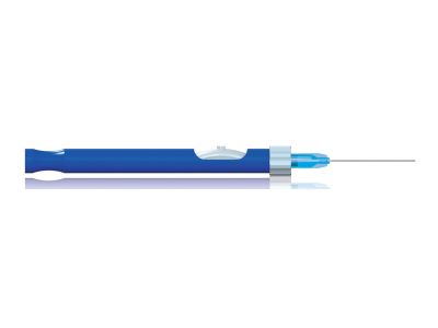 Backflush handpiece set includes: 20 gauge x 1 1/4'' aspiration cannula, passive aspiration handpiece, finger control, round handle, packaged individually sterile, disposable, box of 5