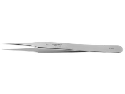 Jeweler's-type forceps #2, 4 3/4'',straight shafts, strong, fine pointed tips, flat handle