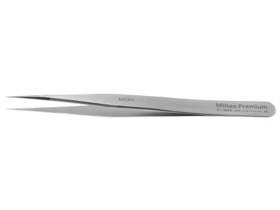 Jeweler's-type forceps #3, 4 3/4'',straight shafts, micro-fine pointed tips, flat handle