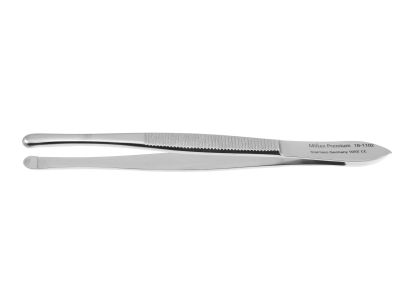 Beer cilia forceps, 3 1/2'',4.0mm wide smooth jaws, flat handle