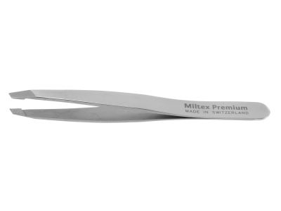 Swiss cilia forceps, 3 3/4'',straight, 3.0mm wide diagonal jaws, flat handle