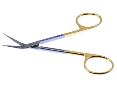 Converse-Wilmer scissors, 4 1/2'',angled TC blades, sharp tips, gold ring handle