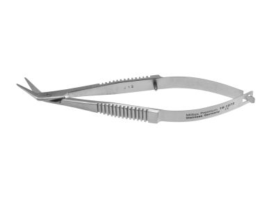 Castroviejo keratoplasty scissors, 3 3/4'',medium, angled to side 11.0mm blades, blunt tips, flat handle