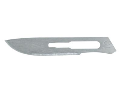 Carbon steel surgical blades, #10 blade size, packaged individually, sterile, disposable, box of 100