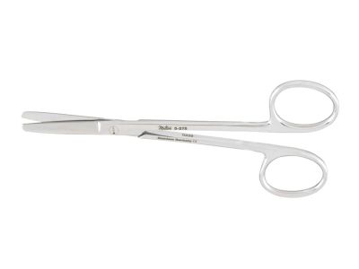 Plastic surgery scissors, 4 3/4'',straight blades, micro serrated lower blade, blunt tips, ring handle