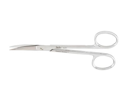 Plastic surgery scissors, 4 3/4'',curved blades, micro serrated lower blade, sharp tips, ring handle