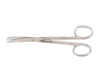 Plastic surgery scissors, 4 3/4'',curved blades, micro serrated lower blade, blunt tips, ring handle