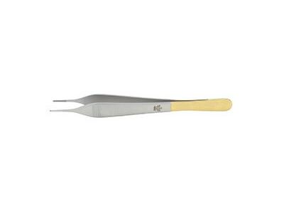 Adson dressing forceps, 6'',delicate, straight, serrated TC jaws, flat handle