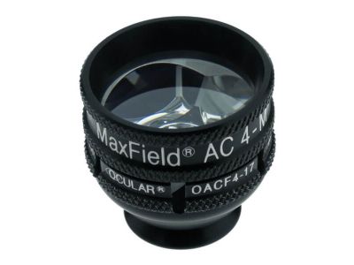 Ocular® Maxfield® AC four mirror gonio diagnostic lens, 17.0mm flange, 90º+ static gonio FOV, 0.61x image mag., 17.0mm contact diameter, 25.5mm lens height, 24.5mm ring diameter, for high-resolution viewing the anterior chamber an