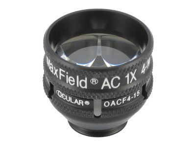 Ocular® Maxfield® AC four mirror gonio diagnostic lens, 15.0mm flange, 90º+ static gonio FOV, 1.0x image mag., 15.0mm contact diameter, 24.5mm lens height, 24.5mm ring diameter, for high-resolution viewing the anterior chamber ang