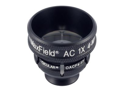 Ocular® Maxfield® AC four mirror gonio diagnostic lens, 17.0mm flange, 90º+ static gonio FOV, 1.0x image mag., 17.0mmmm contact diameter, 31.0mm lens height, 31.5mm ring diameter, for high-resolution viewing the anterior chamber a